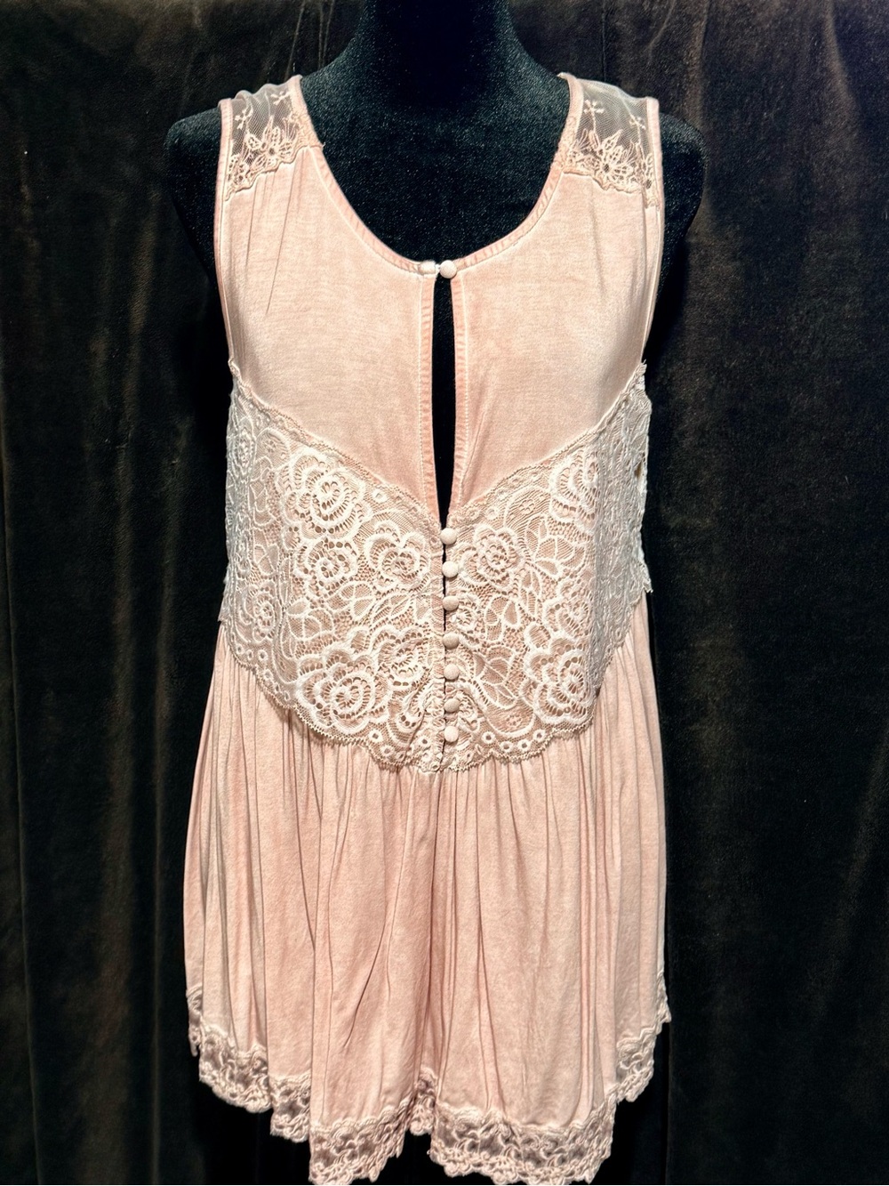 NWOT POL Women's Knit Babydoll Tunic Tank in Blush Pink